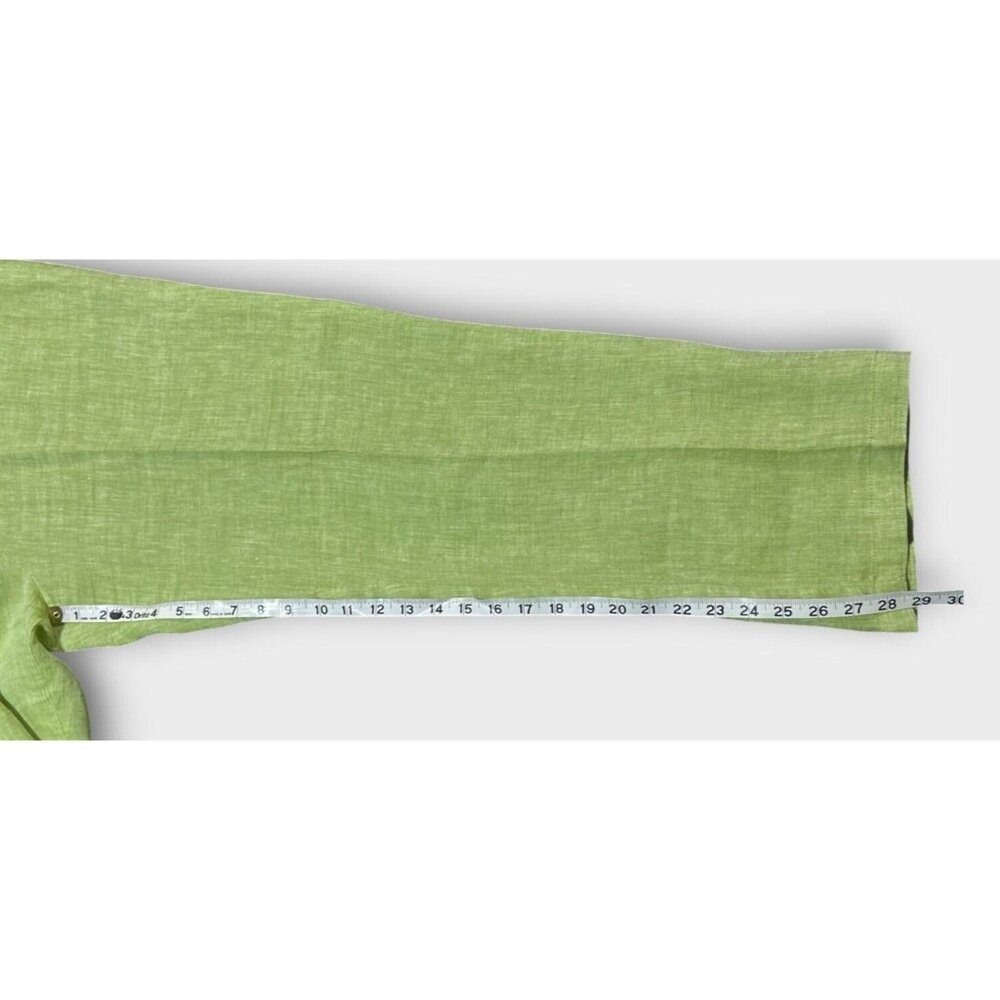 Vintage Womens Linen Pants M Green Wide Leg Coastal Vacay Beach Hawaii Tropical - Picture 5 of 8